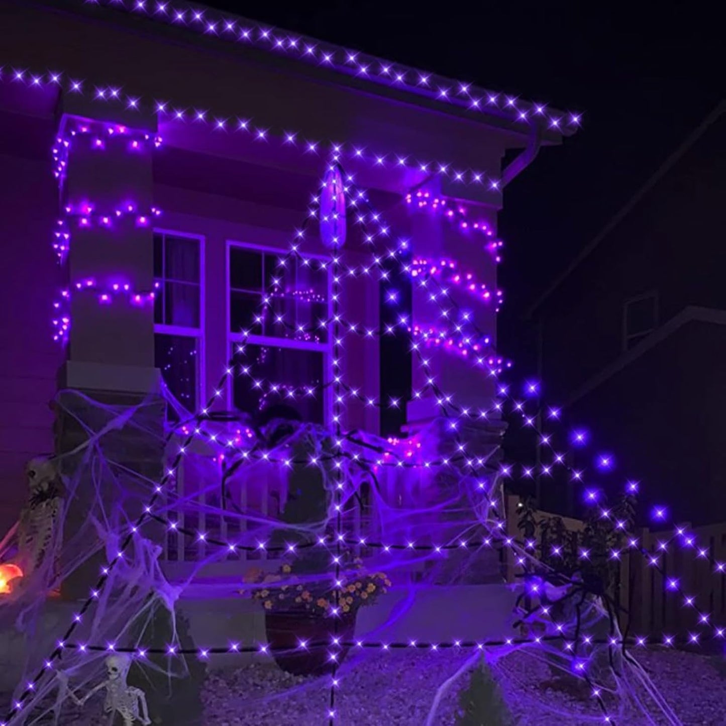 YEGUO 66ft 200 LED Purple Halloween Lights Outdoor Waterproof, Green Wire Christmas String Lights Indoor, 8 Modes Twinkle Tree Lights Plug in with Timer Memory