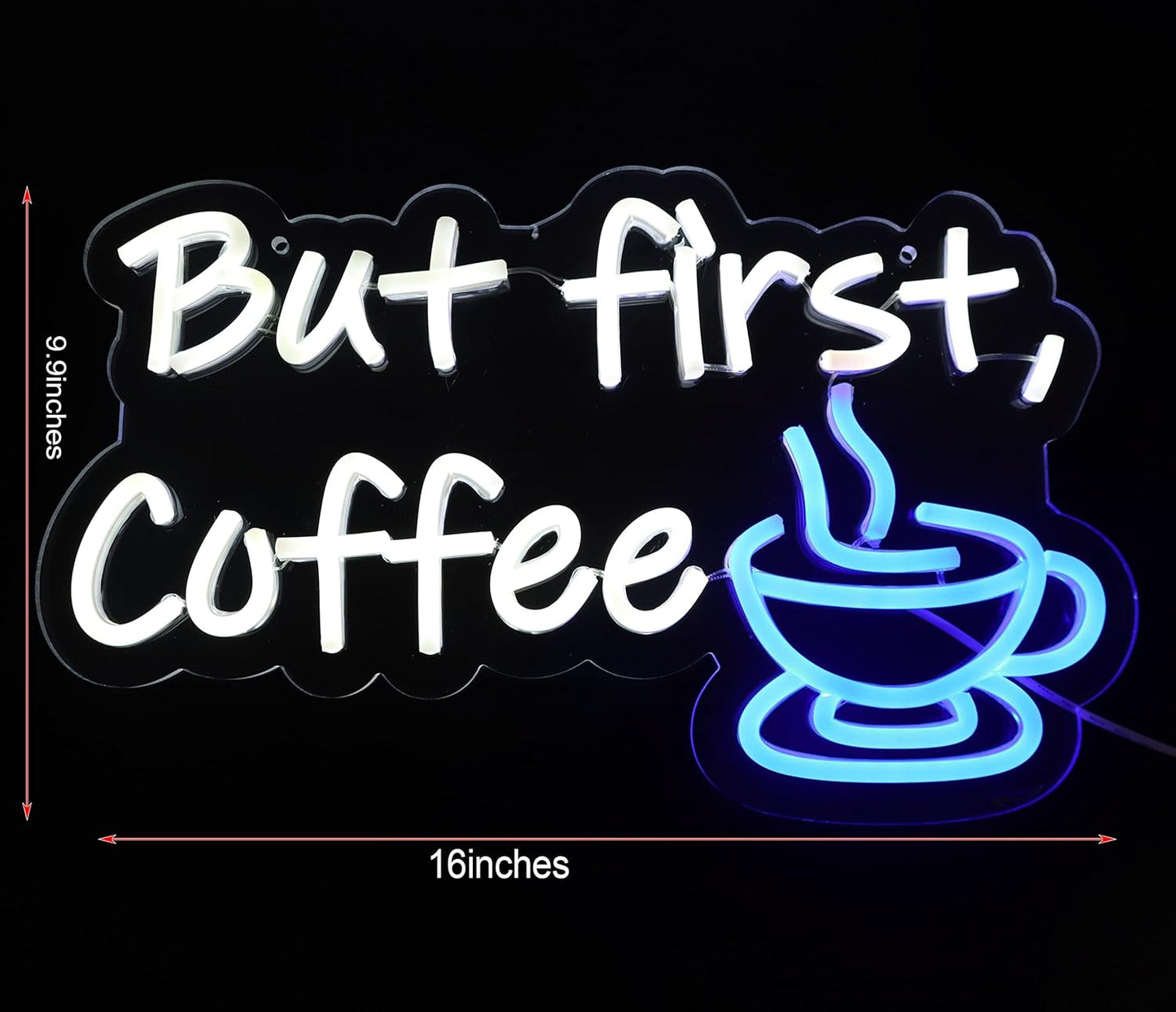 But First Coffee Neon Sign for Coffee Bar Pub Decor,Wall Art Decoration For Restaurant Living room,Led Light of Cafe,USB Power Supply With Metal Chain.