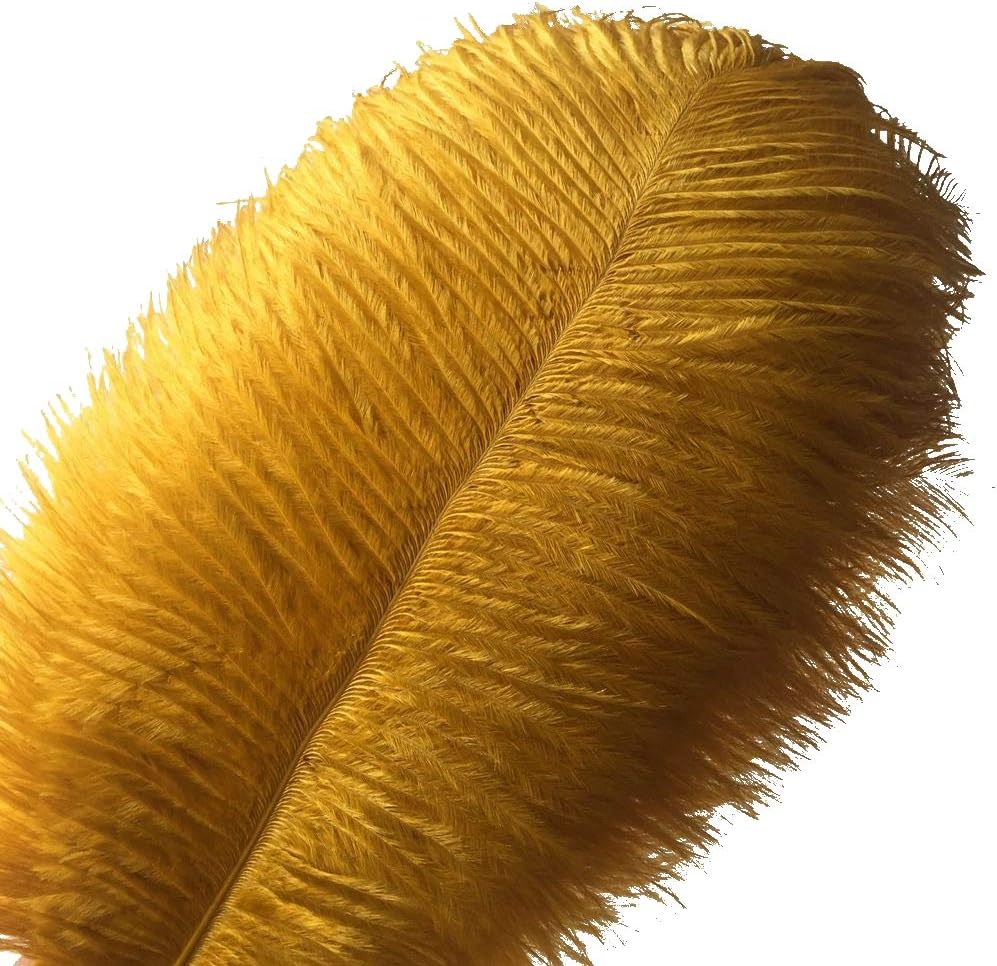 Sowder 6-8inch(15-20cm) Ostrich Feathers Plume for Wedding Centerpieces Home Decoration Pack of 10pcs(Golden)