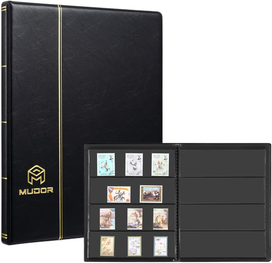 MUDOR Stamp Collecting Album, 4 Rows Pockets Book for Collectors, 10 Sheets Stockbook