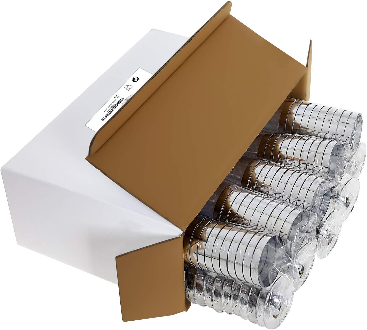 I00000 50 Pack Plastic Champagne Flutes with Silver Rim, Disposable Champagne Glasses 5 Oz, Perfect for Champagne, Bloody Mary, Sodas, Cocktail, Sundaes and other Desserts