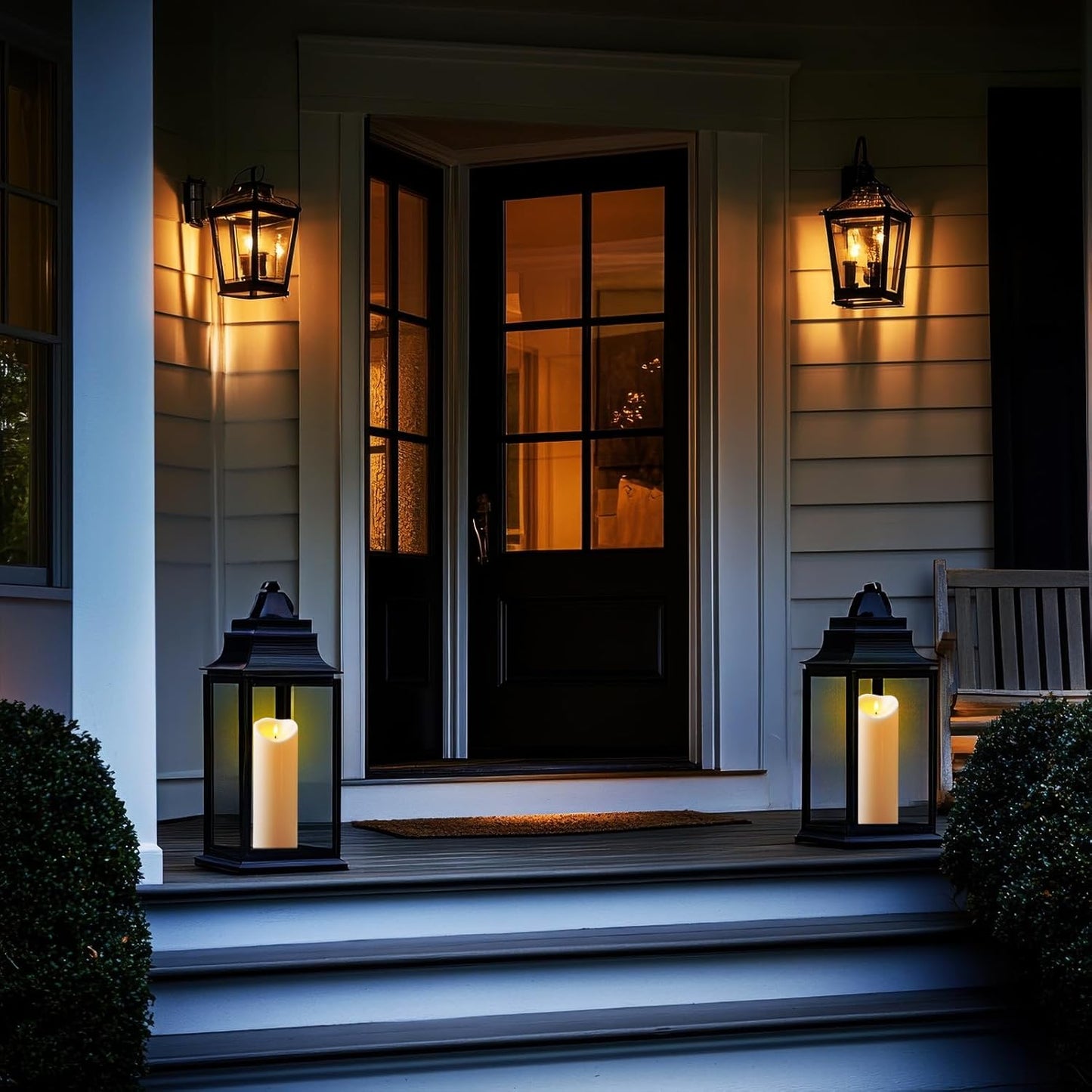 Amagic 4” x 12” Large Waterproof Outdoor Flameless Candles, Battery Operated with Remote Control and Timer, Flickering LED Pillar Candle for Outdoor Patio Yard Porch Decor, Ivory White, Set of 2