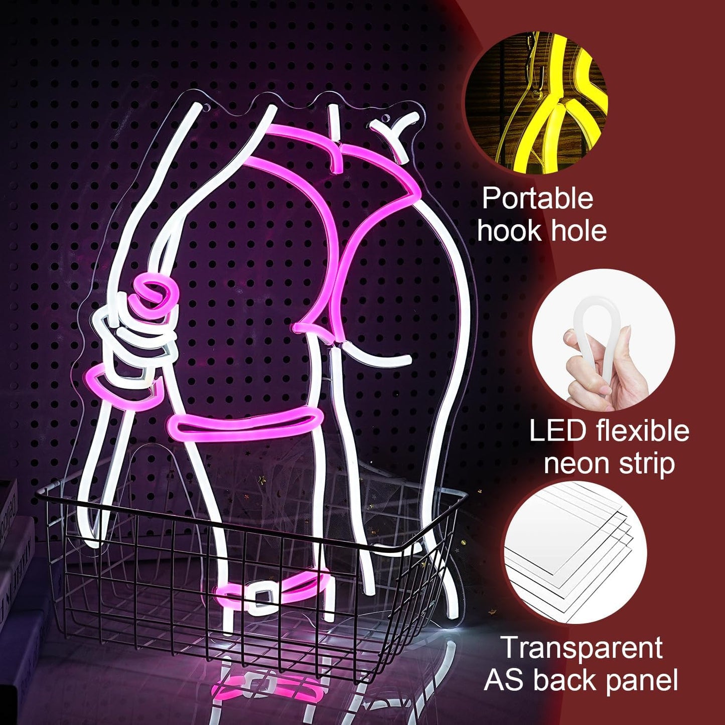 Lady Neon Sign Dimmable USB Powered Girl Back Neon Light for Wall Decor LED Woman Knife Light Up Sign for Girls Room Bedroom Party Man Cave(16.7 * 12.8 in)