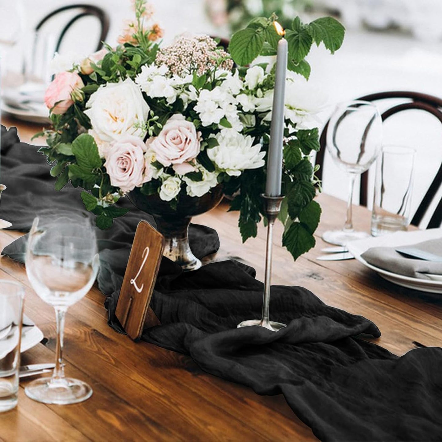 1 Pack Cheesecloth Table Runner 10Ft Christmas Gauze Boho Table Runners for Wedding Decor Bridal Shower Decorations Baby Shower Party(35" x 120")