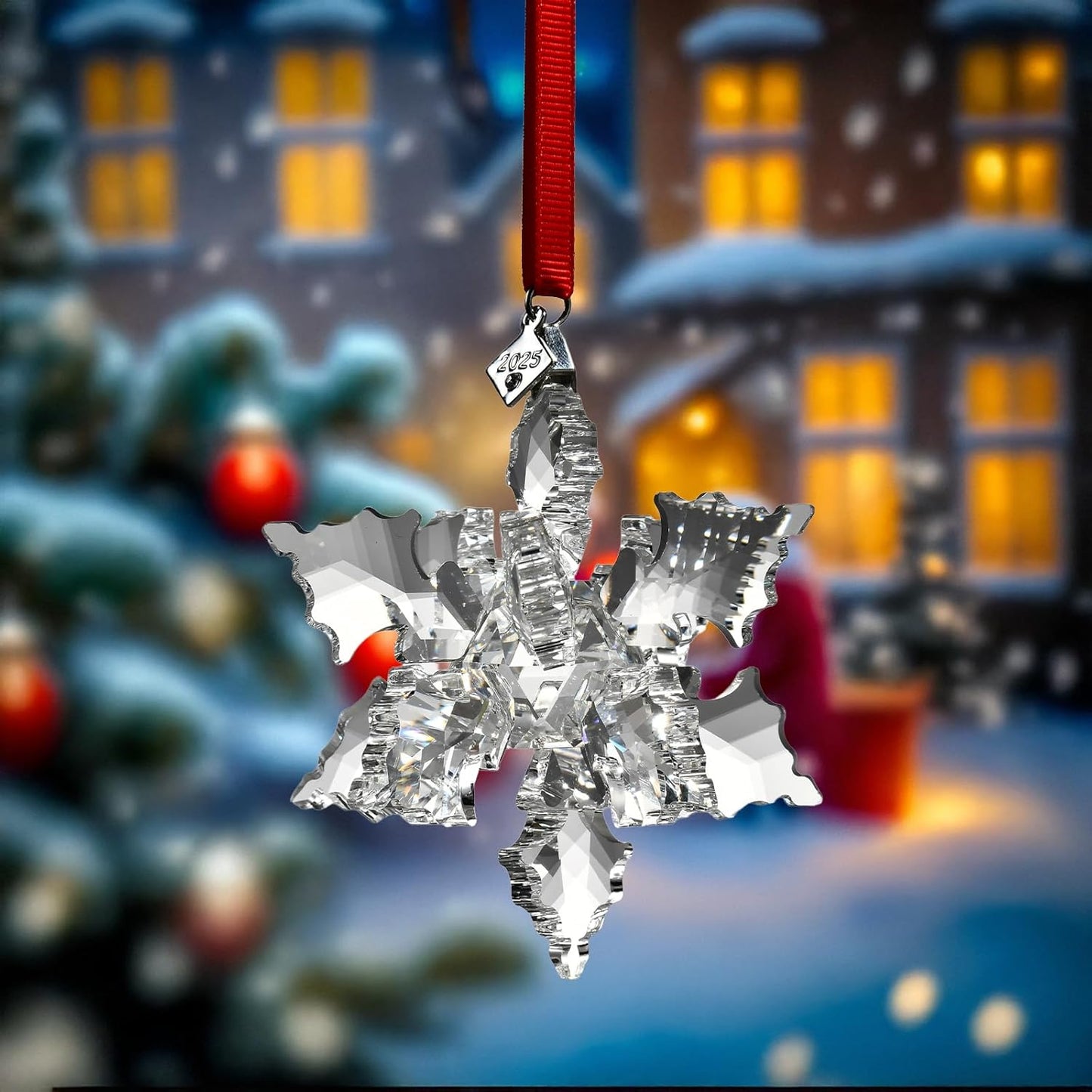 2025 Annual Edition 3D Crystal Snowflake Ornament Christmas Ornament Home Decor Gift (2025-Clear 3D)