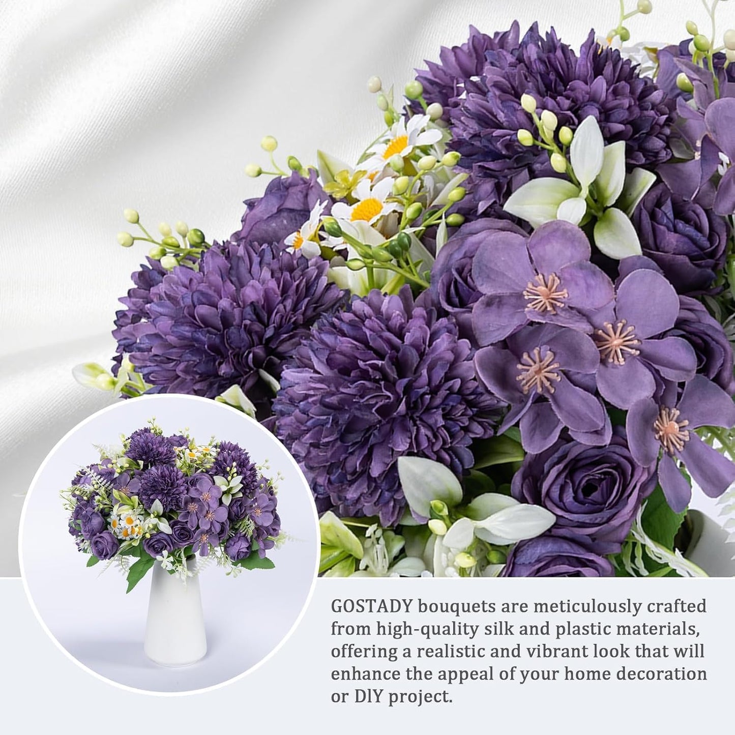 12 Packs Peonies Artificial Flowers,Silk Artificial Peonies Flowers Fake Peony Faux Floral Arrangements Bouquet for Centerpiece Table Wedding Party Home Decor Purple