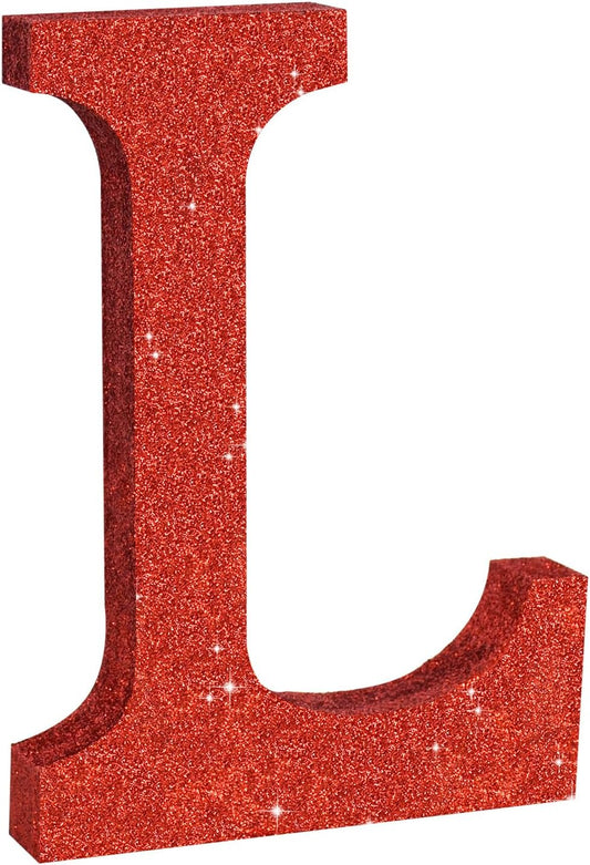 TONIFUL 8 Inch Red Glitter Letter L Table Centerpiece A-Z Red Birthday Party Decorations,Red Alphabet L for Birthday,Chrismas,Graduation,Bridal Shower,Wedding,Anniversary Party Supplies