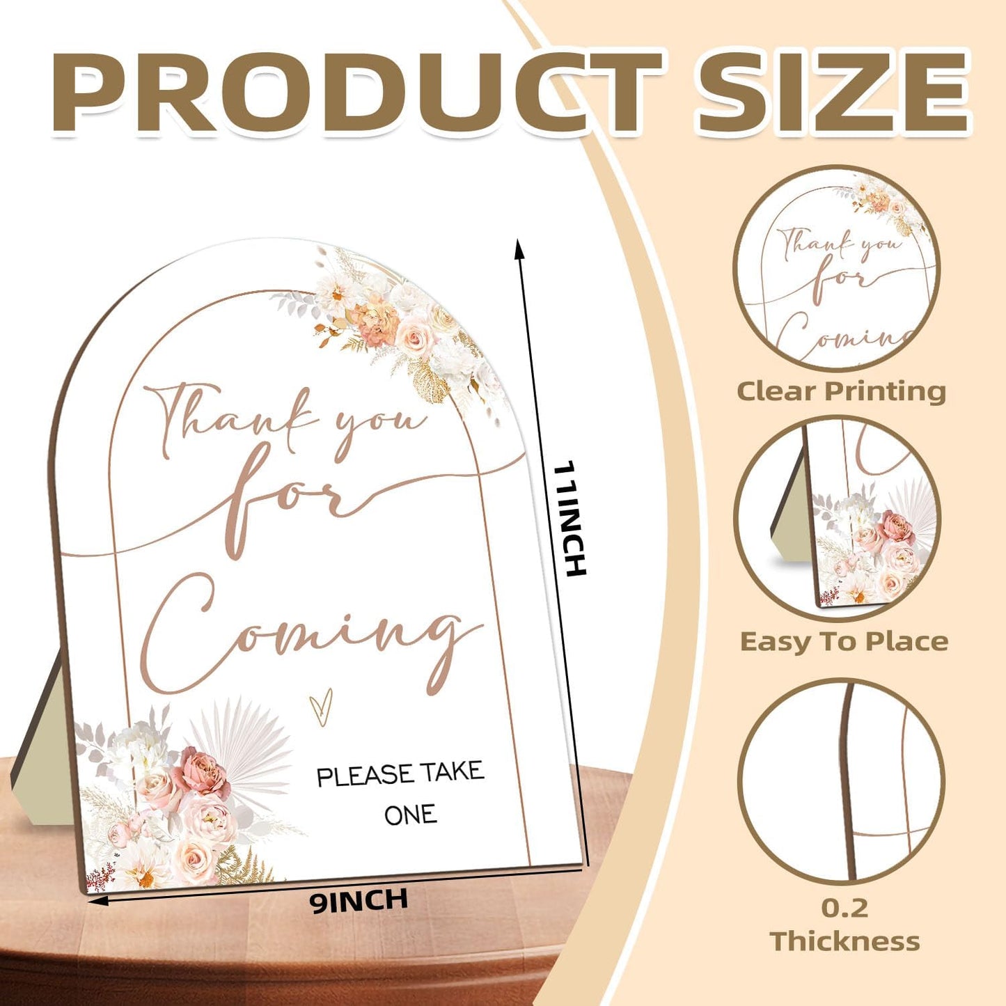 Thank You for Coming Please Take One Sign, Floral Decoration Baby Shower Sign for Guests, Bridal Shower Welcome Sign, Baby Shower Birthday Party Decor Supplies 9 * 11IN