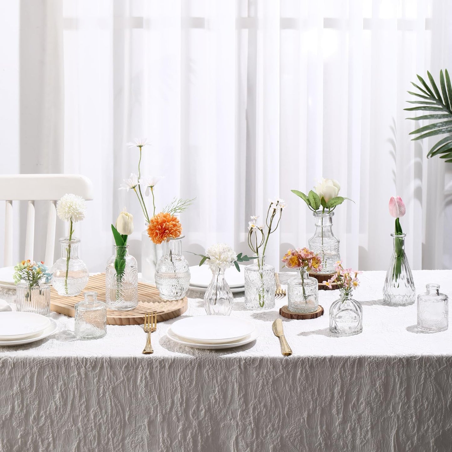 Bud Vases in Bulk 32, Clear Glass Bud Vases for Centerpieces, Small Vases for Flowers, Mini Vintage Flower Vase for Centerpieces, Wedding Table Decor, Home Decor