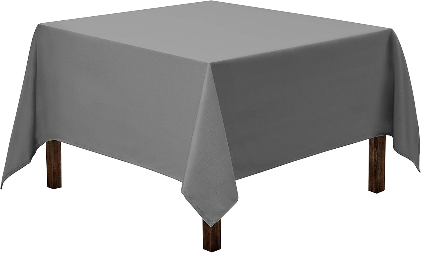 Gee Di Moda Square Tablecloth - 85 x 85 Inch Charcoal Table Cloth for Large Square or Round Tables - Heavy Duty Washable Fabric - for Buffet Table, Holiday Party, Dinner, Wedding & Baby Shower