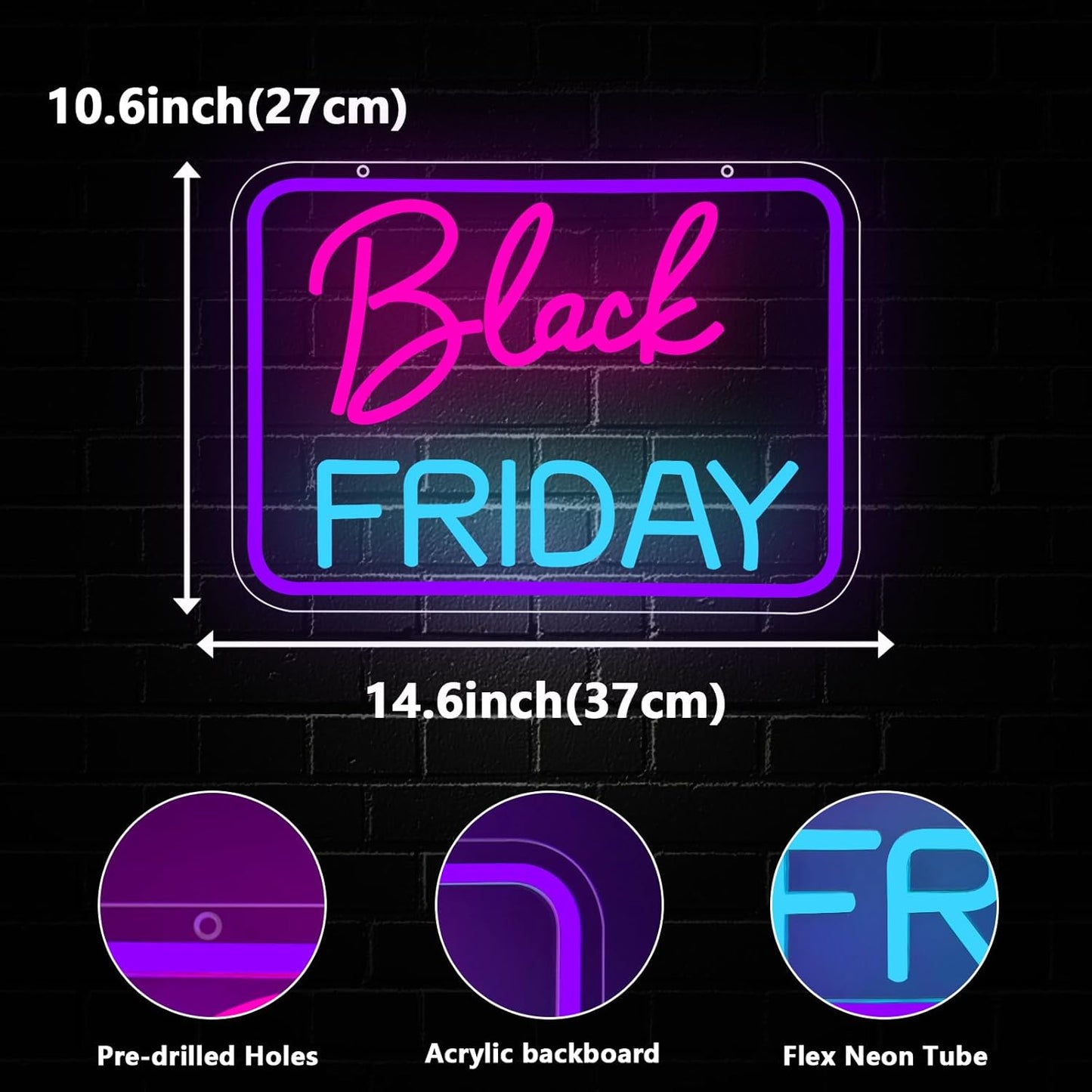 LED Business Neon Sign, Led Neon Light Signs for Store Shop Malls Bright Advertisement Sign for Wall Decor Window Dimmable USB Powered(14.6" × 10.6")