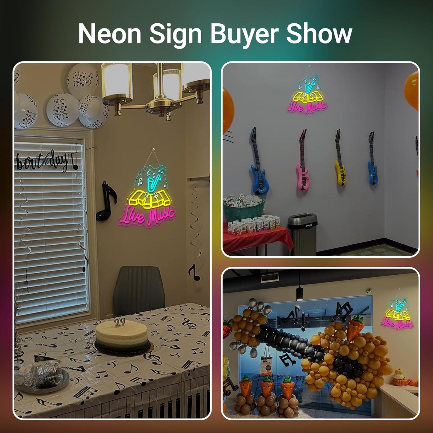 Live Music Neon Sign Jazz Neon Signs For Wall Decor Saxophone Led Lights Colorful Light Up For Music Studio Bar Club Party Live House Singing Lover Bedroom Decoration Gifts