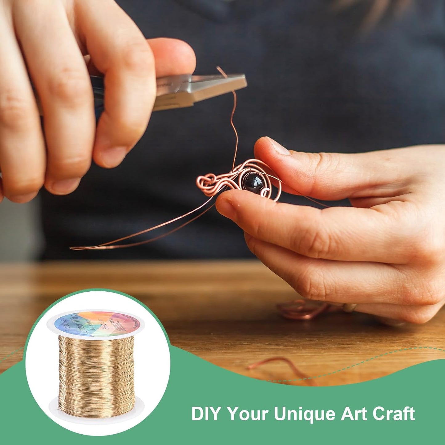 0.3mm Jewelry Wire, 28 Gauge 328FT Craft Wire Copper Beading Wire for Jewelry Making/Planting/Weaving/DIY Crafting, Soft Metal Wires [100M, Champagne Gold]