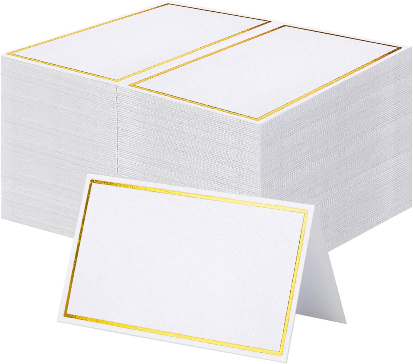 60Pcs Premium Place Cards With Gold Foil Border - 2" x 3.5" Tent Cards for Wedding, Table, Dinner Parties - Small Escort and Name Cards