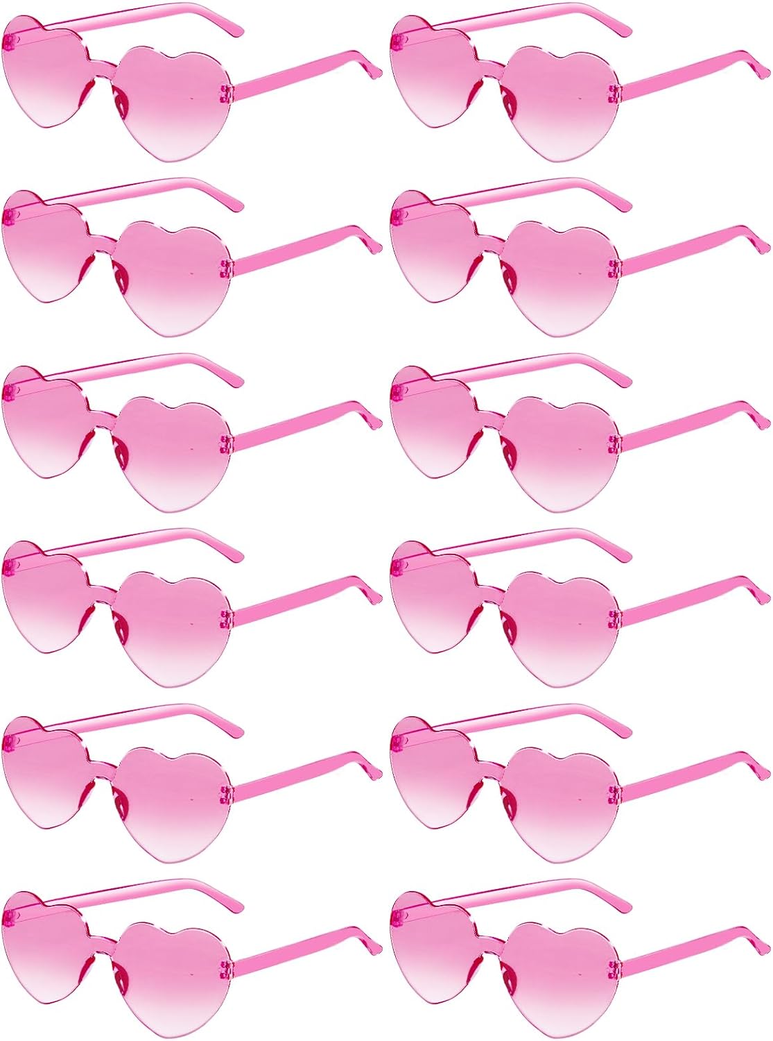 12 Pairs Heart Shaped Sunglasses for Women Colorful Glasses Fun Trendy Transparent Heart Sunglasses Party Favor (Gradient Pink)