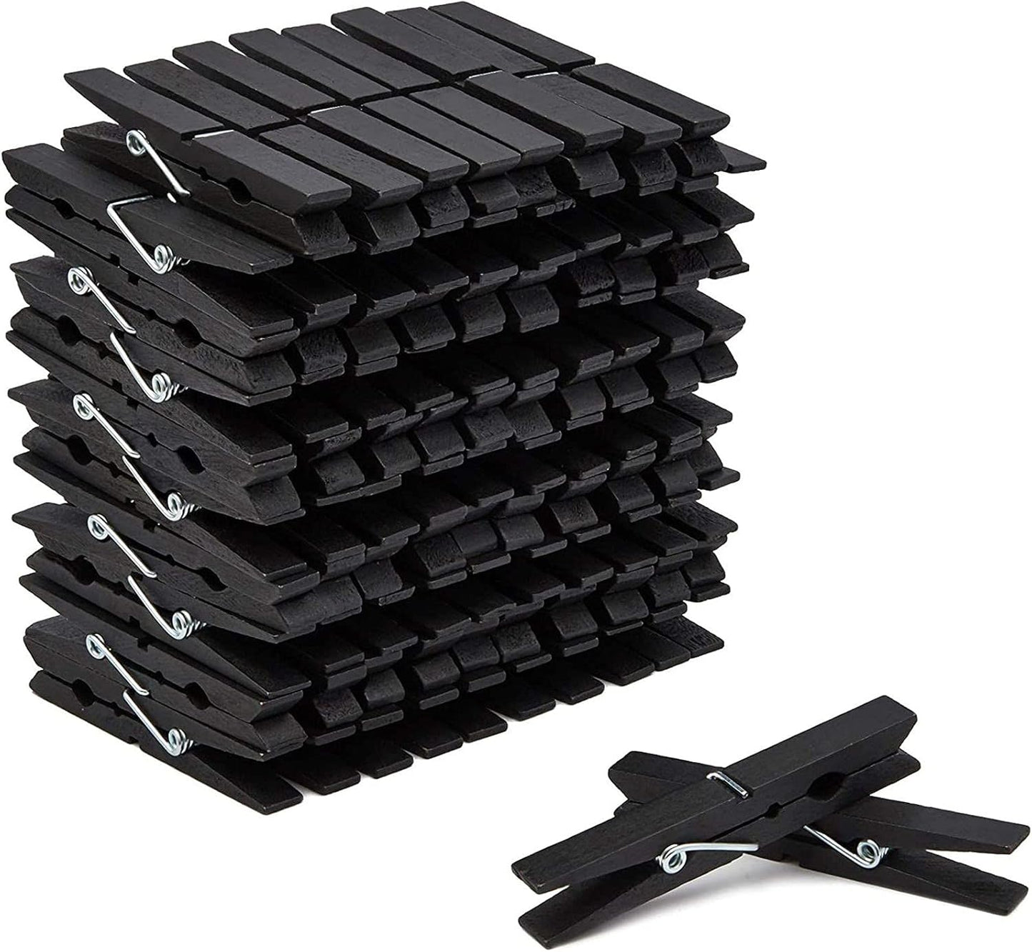 Juvale Wooden Clothespins - Indoor Laundry Hanging & Laundry Clips - Wooden Clothes Pins for Crafts & Photo Clips - Strong Spring Grip & Mini Clothespins - Pack of 100, 4 in, Black