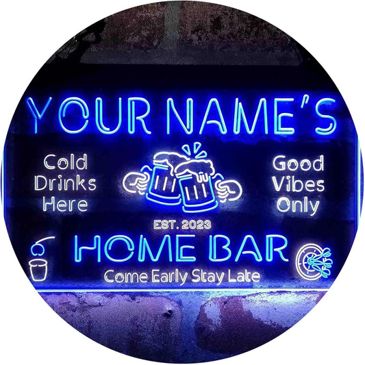 ADVPRO Personalized Your Name Custom Home Bar Beer Established Year Dual Color LED Neon Sign White & Blue 12 x 8.5 Inches st6s32-p1-tm-wb