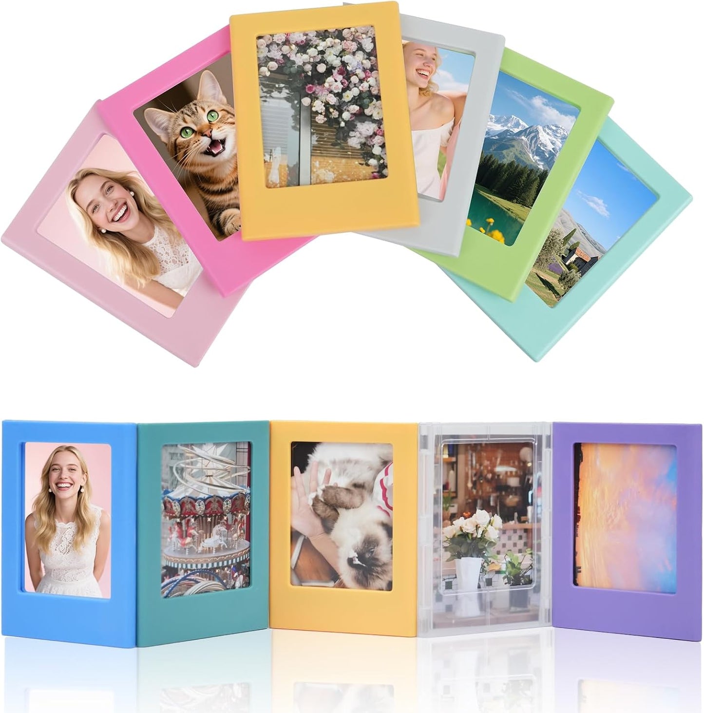 12 Packs Magnetic Picture Frame, Mini Picture Magnets 2x3 Picture Frame for Refrigerator,Wallet Size Magnetic Photo Frames,Magnetic Photo Frames for Refrigerator,School,Office(12 Colors)