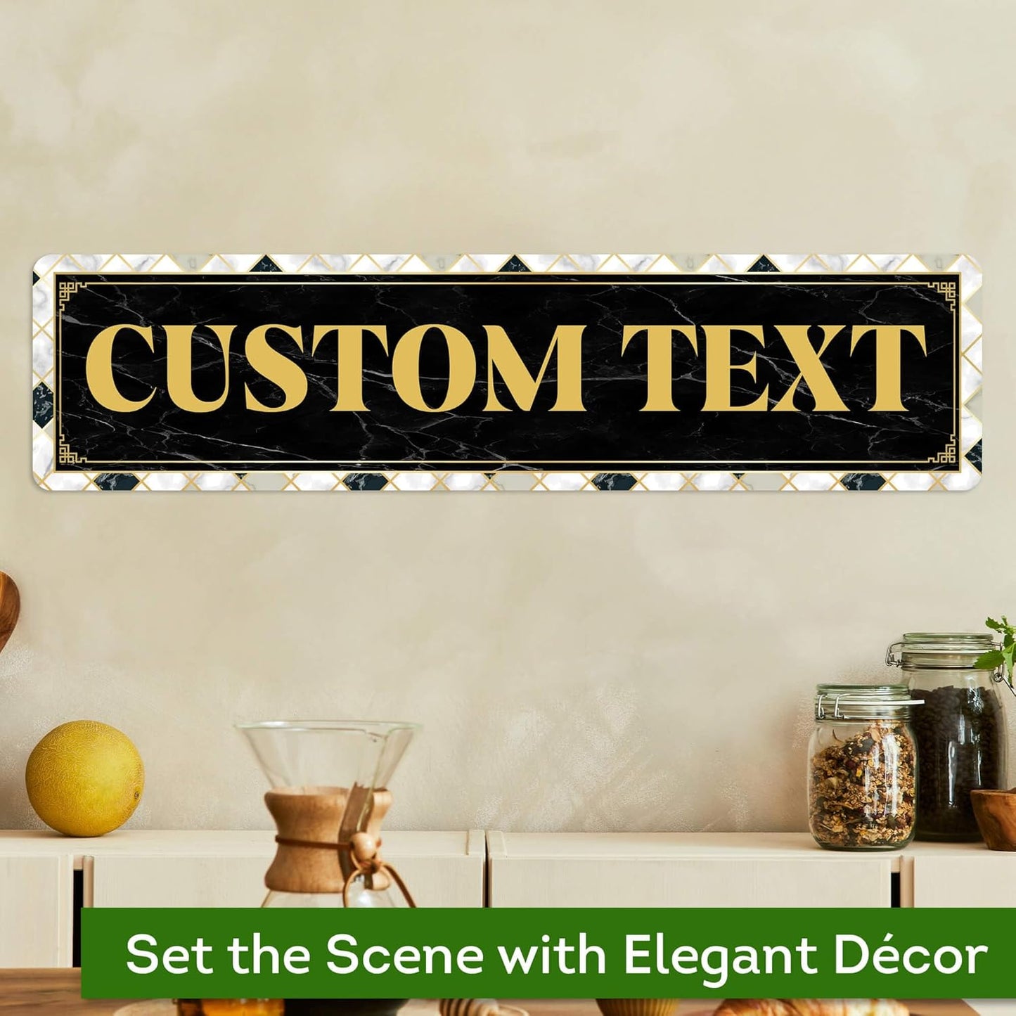 Custom Sign, Custom Street Sign, 11 Font Colors, 13 Font Styles, 4 Hole Options, 22 Sizes, 6x24 Inches, Rust Free DiBound, Fade Resistant, Made in USA by My Sign Center (Marble Tile)