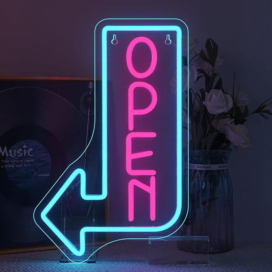 Looklight Blue Open Arrow Neon Sign Dimmale Neon Lights For Wall Decor Led Lights For Bars Stores Coffee Shop Hotel Window Outdoor Decor USB Powered 10 x15.75in