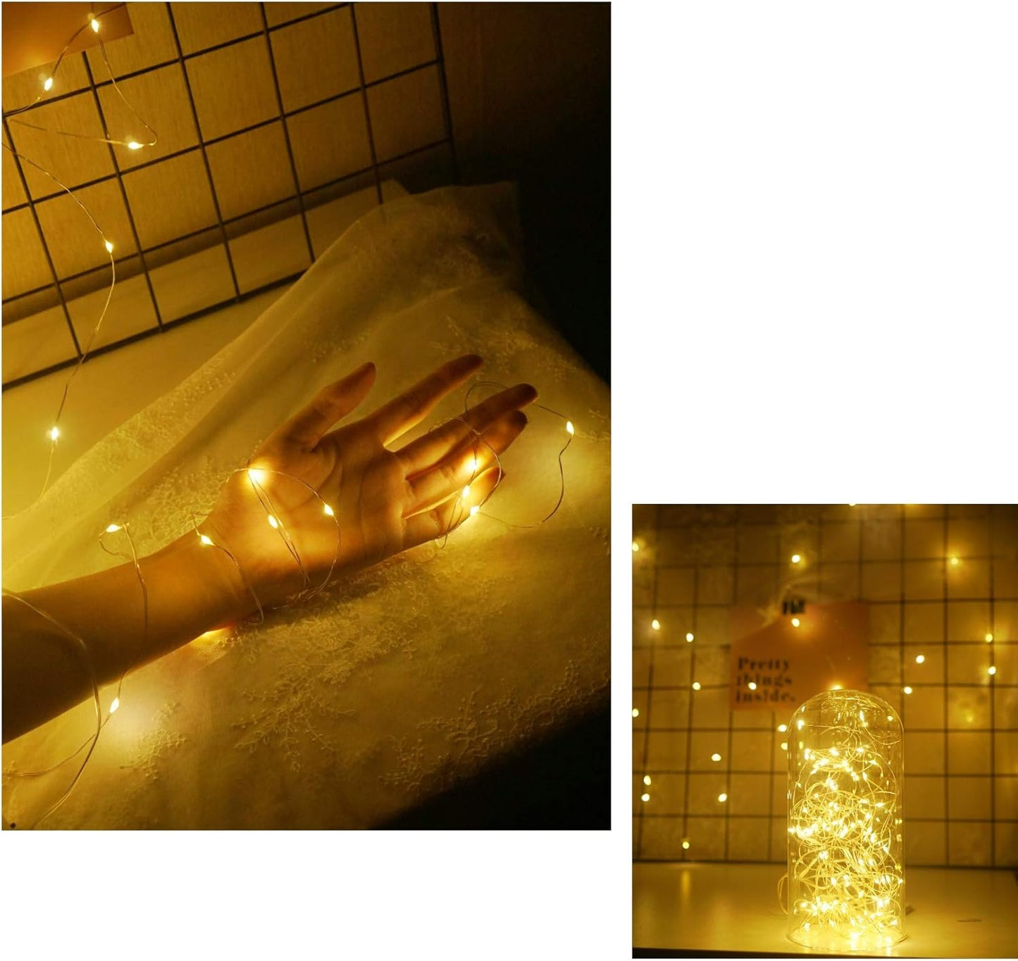 20 Pack Fairy Lights Battery Operated, 6.6ft 20 LED Mason Jar Lights Silver Wire Waterproof Firefly Mini Led String Lights for Table Party Wedding Centerpiece DIY Crafts Christmas Decor