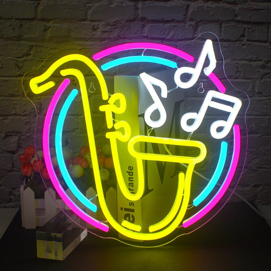 Saxophone Neon Sign Led Neon Lights for Wall Decor Jazz Music Light Up Signs for Bedroom Music Live Studio Classroom Party Decorations Christmas Gifts