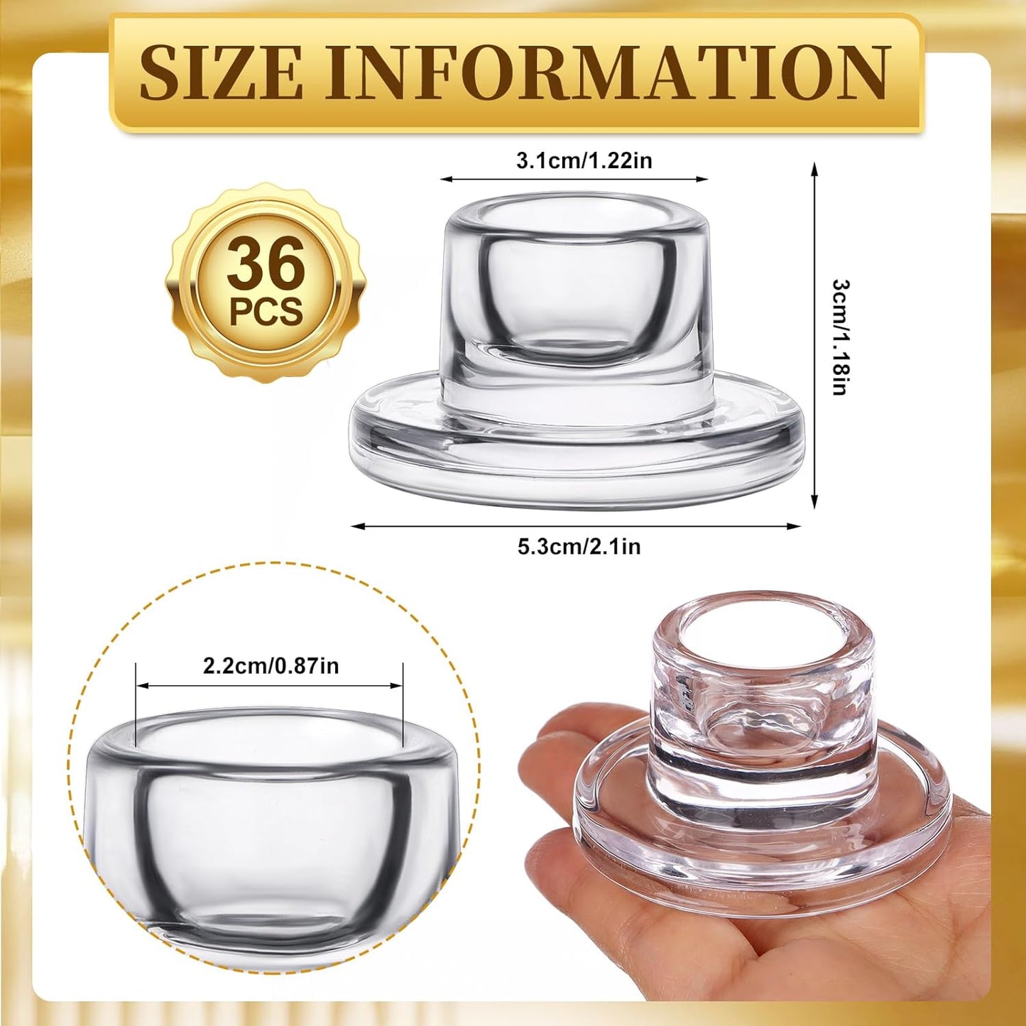 36 PCS Glass Taper Candle Holders Bulk Candlestick Holders Clear Short Tapered Candle Stick Holder Decor Set for Table Centerpiece Wedding Party Advent Christmas Home Decorations (36, Clear)