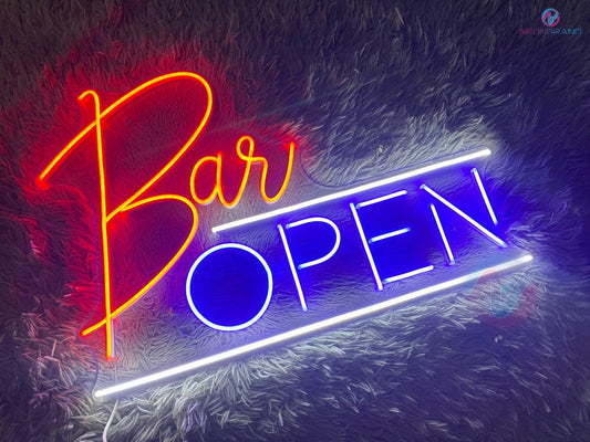 NEONGRAND Neon Bar Sign, Open Neon Sign, 30x20 inches, Red and Blue, LED, Modern, Wall Mount, Bar Decoration
