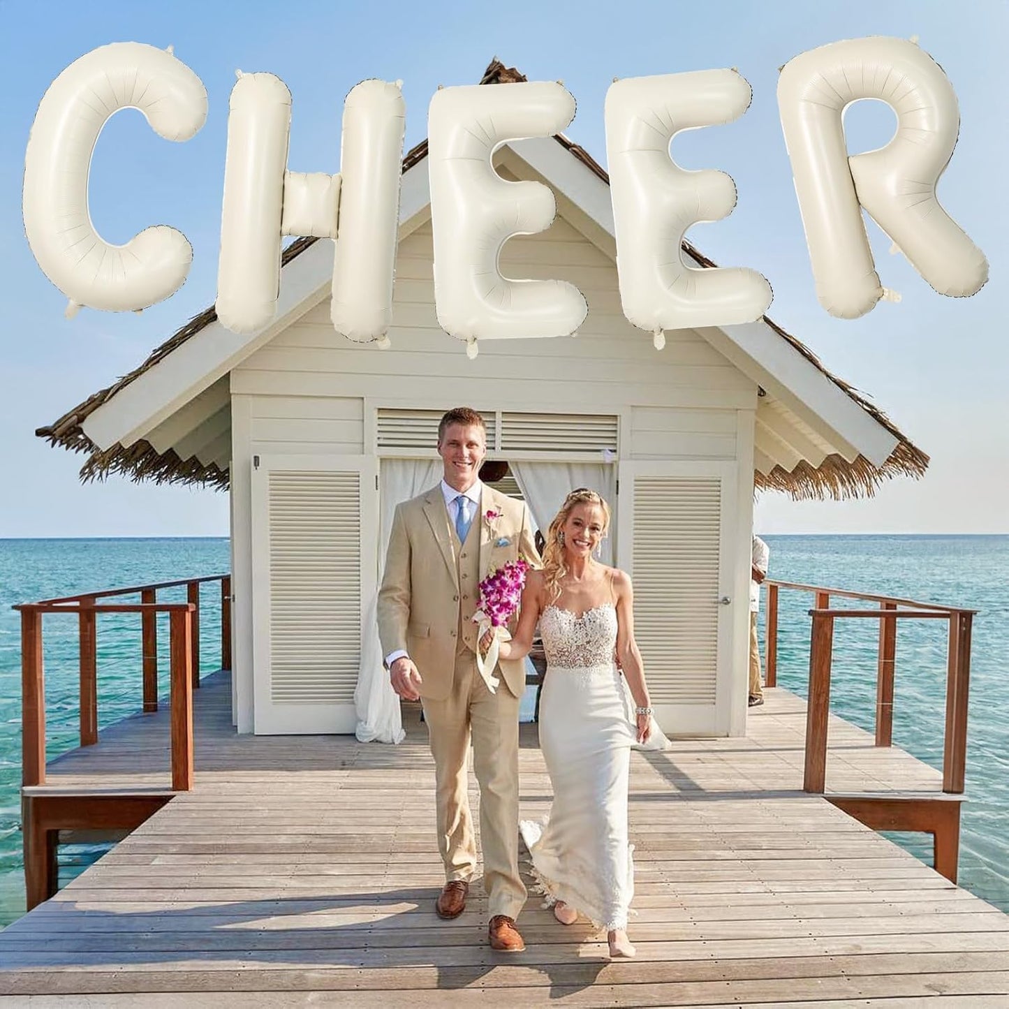 Big Letters Balloon E, 40 Inch Cream White Sand Helium Mylar Alphabet for Customizing Name, Self Inflating Beige Foil Custom Letter for Girls Birthday Party Baby Shower Decoration