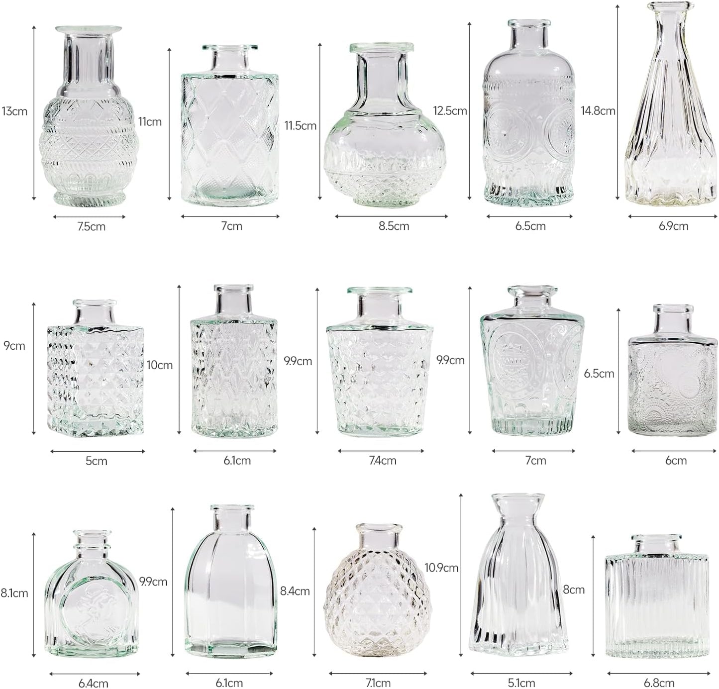 30 Pcs Bud Vase Set, Vases for Centerpieces, Cute Glass Bud Vases in Bulk, Small Vases for Flowers, Mini Vase Set for Wedding Decorations, Home Table Flower Décor