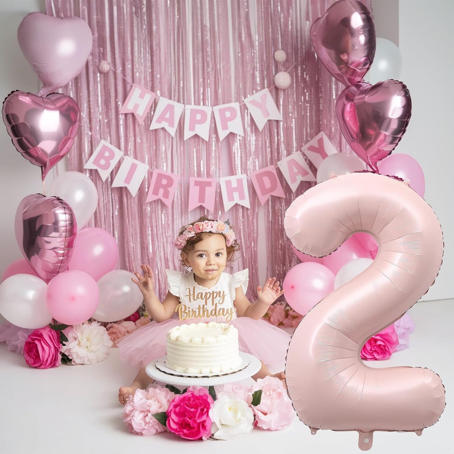 Pink 40 Inch Balloon Number 2, Large Dusty Retro Pastel Pink Foil Number 2 Balloons Set 0-9 for Girls, Digital 2 Helium Balloon for Boho Baby Shower Anniversary 2nd Coquette Birthday Party Decorations