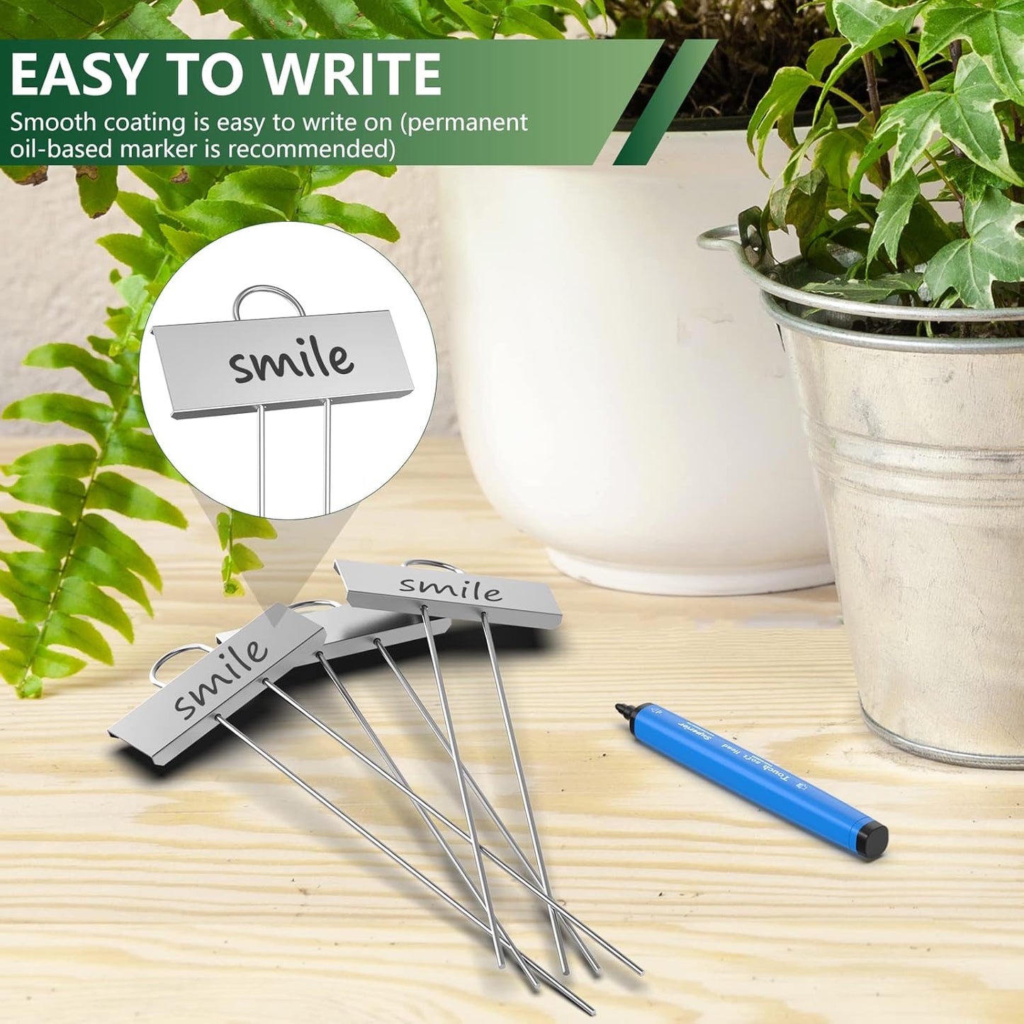 STARTOSTAR 30-Pack Metal Plant Labels Weatherproof Garden Markers,Height 10.6'', Label Area 3.5''X 1.2'' Reusable Nursery Tags for Vegetables Herb Flower Seed Greenhouse - Zinc