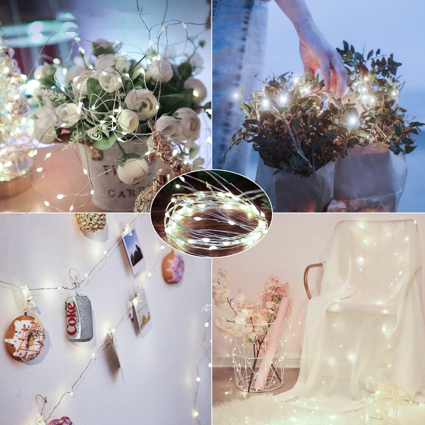 Fairy Lights Battery Operated String Lights - 12 Pack 7ft 20 LED Battery Powered LED Mini Fairy Lights for Mason Jars DIY Picture Walls Shelves Arts Crafts Trees Branches Bedroom Wedding Party Decor