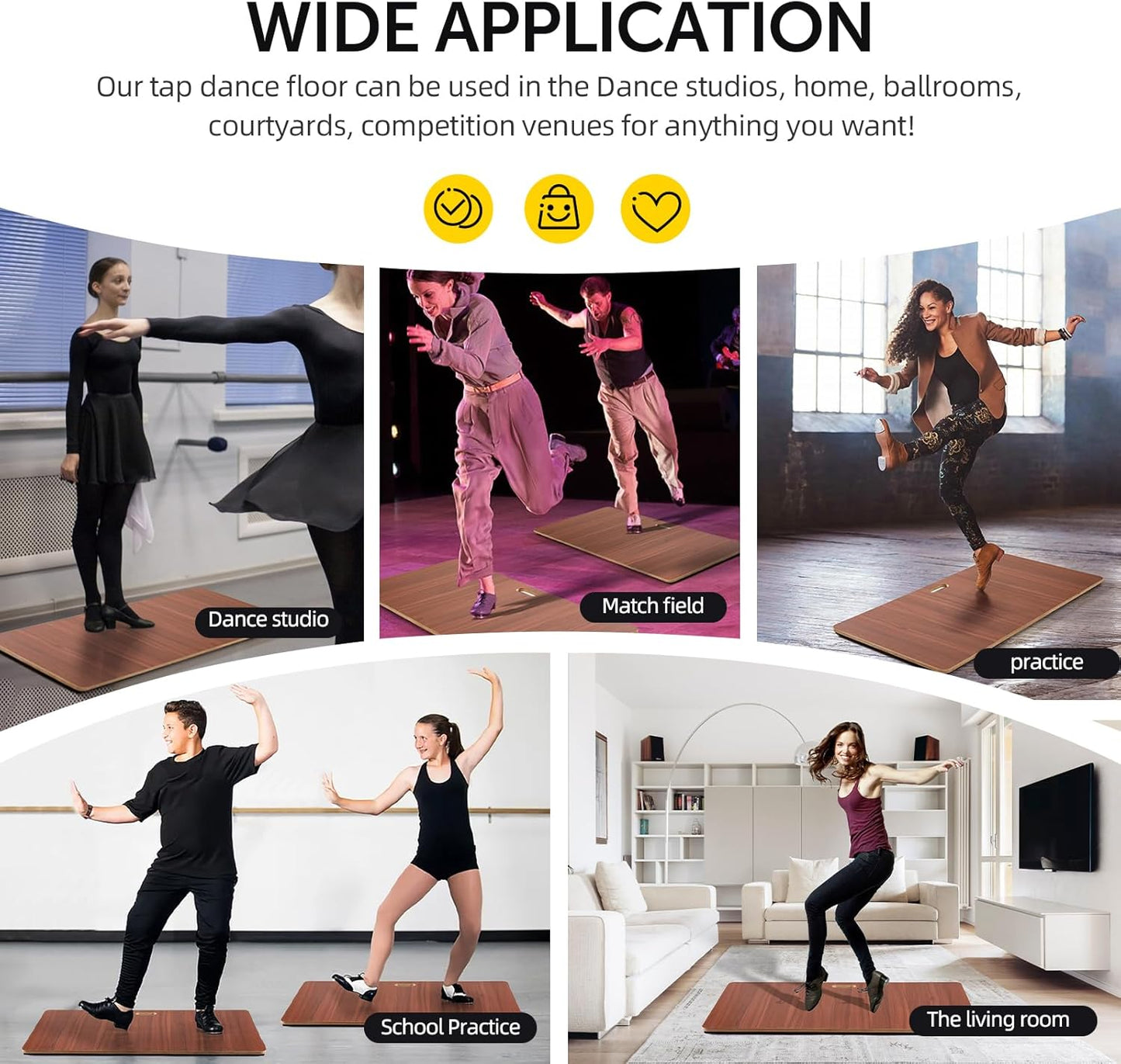 Tap Dance Floor-Portable Dance Floor for Any Surface-Professional Tap Board for Tap Dancing,Ideal for Dancers Home & Outdoor,Portable Stage Platform,Cushioned Base Dance Practice Floor