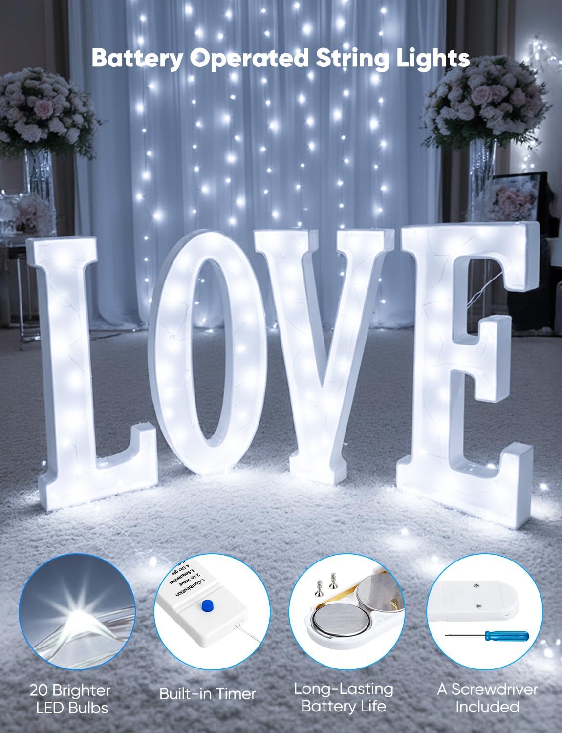 Minetom 12 Pack Fairy Lights Battery Operated String Lights, 8 Modes & Timer, 7ft 20LED White Waterproof Silver Wire Twinkle Lights, Firefly Starry Moon Lights for Mason Jars DIY Christmas Wedding