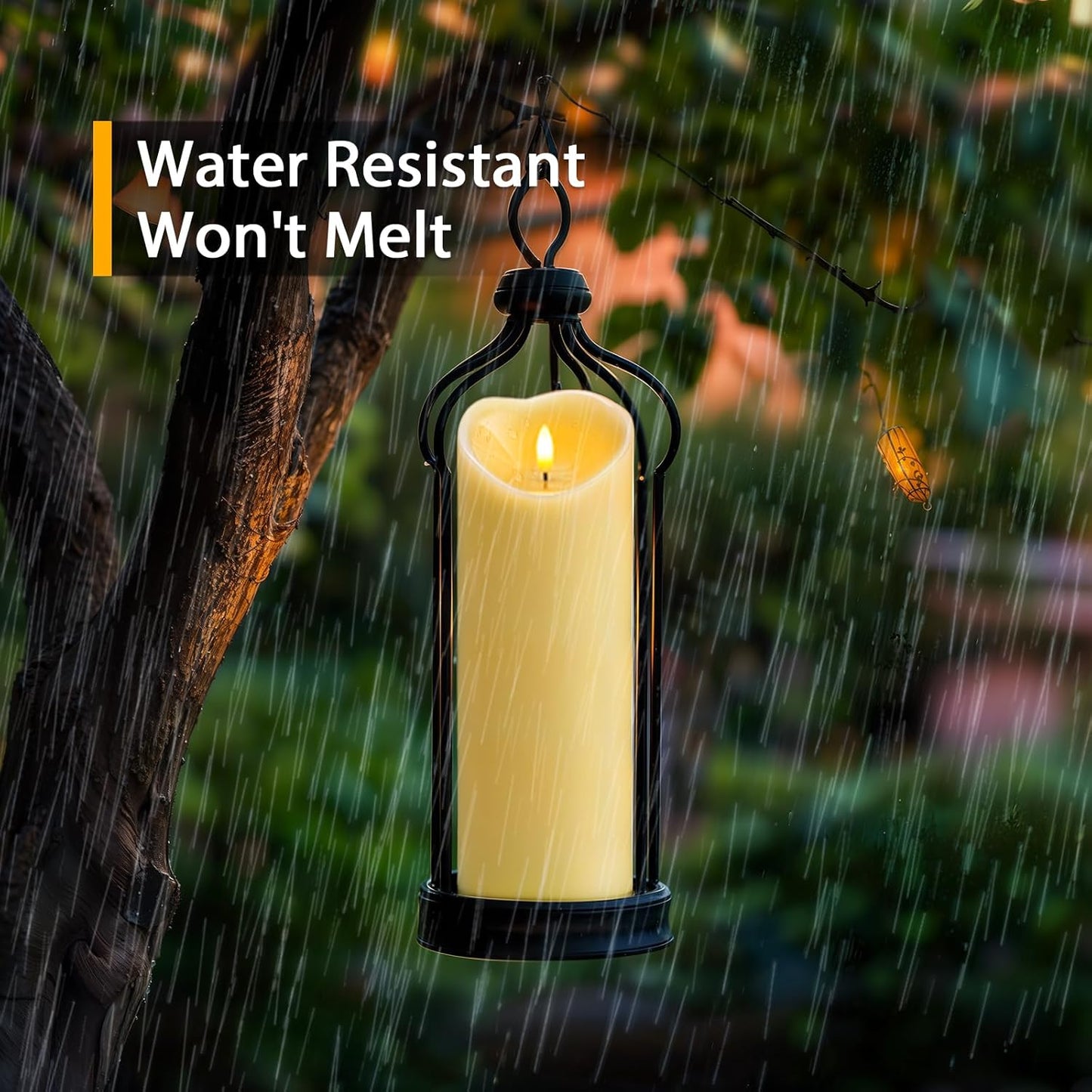 Amagic 4” x 12” Extra Large Waterproof Outdoor Flameless Candles, Battery Operated with Remote Control and Timer, Flickering LED Pillar Candle for Outdoor Patio Porch Decor, Dark Ivory, Set of 2