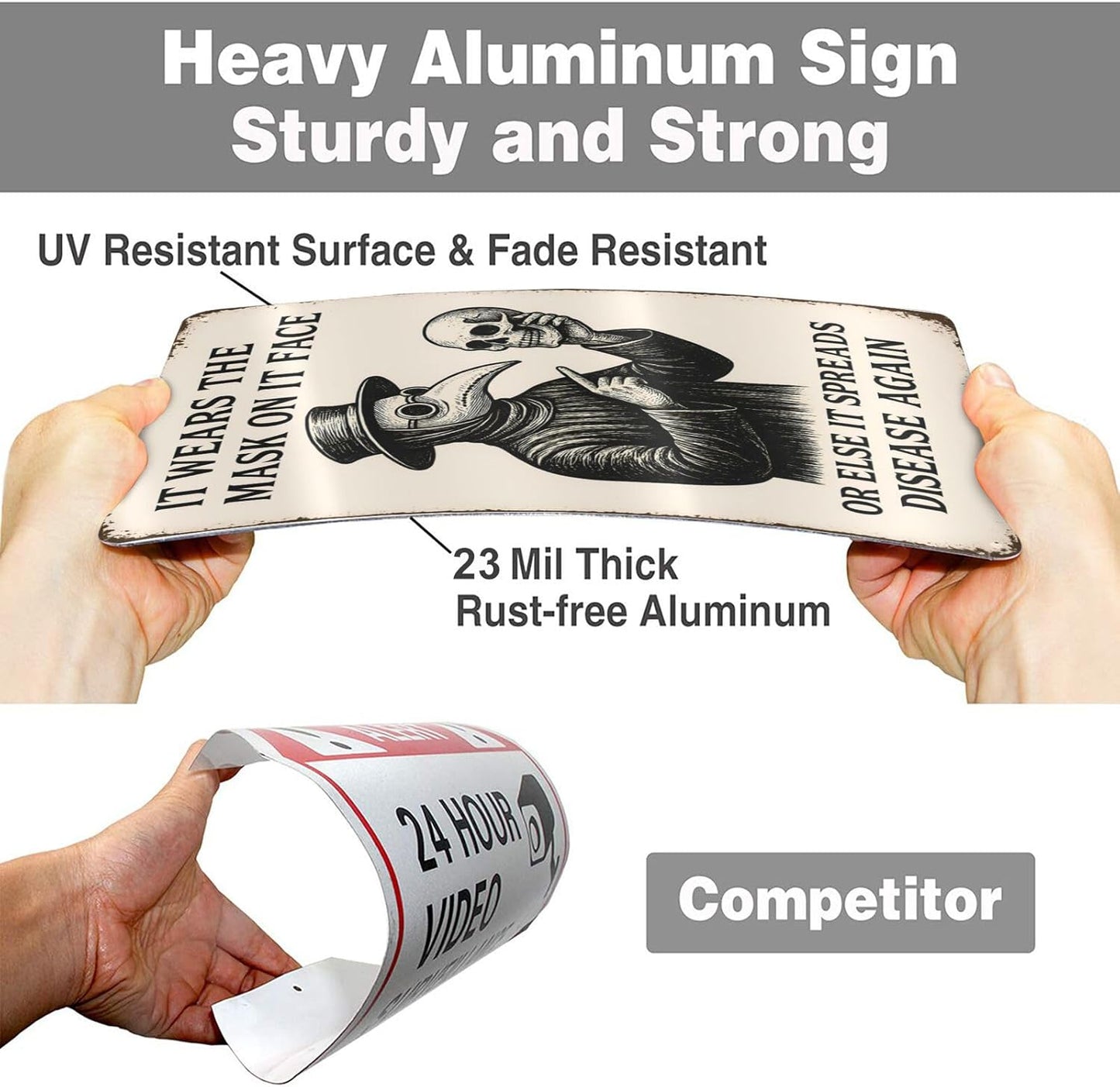 Funny Goth Bathroom Sign - "Wash Your Hands" Dark Aesthetic Wall Decor for Gothic Home or Restroom - 8" x 12" Metal Tin Sign