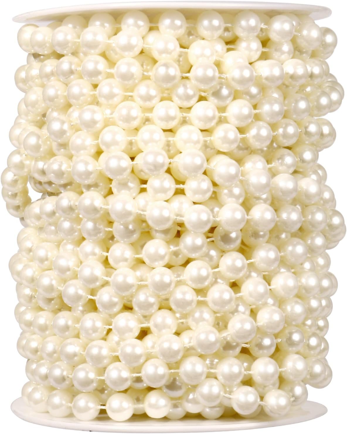 [47Feet] Pearl Beads Garland, 8MM 15.7 Yards Faux Pearl Beads String Roll Bulk for DIY Craft Wedding Party Christmas Tree Decoration
