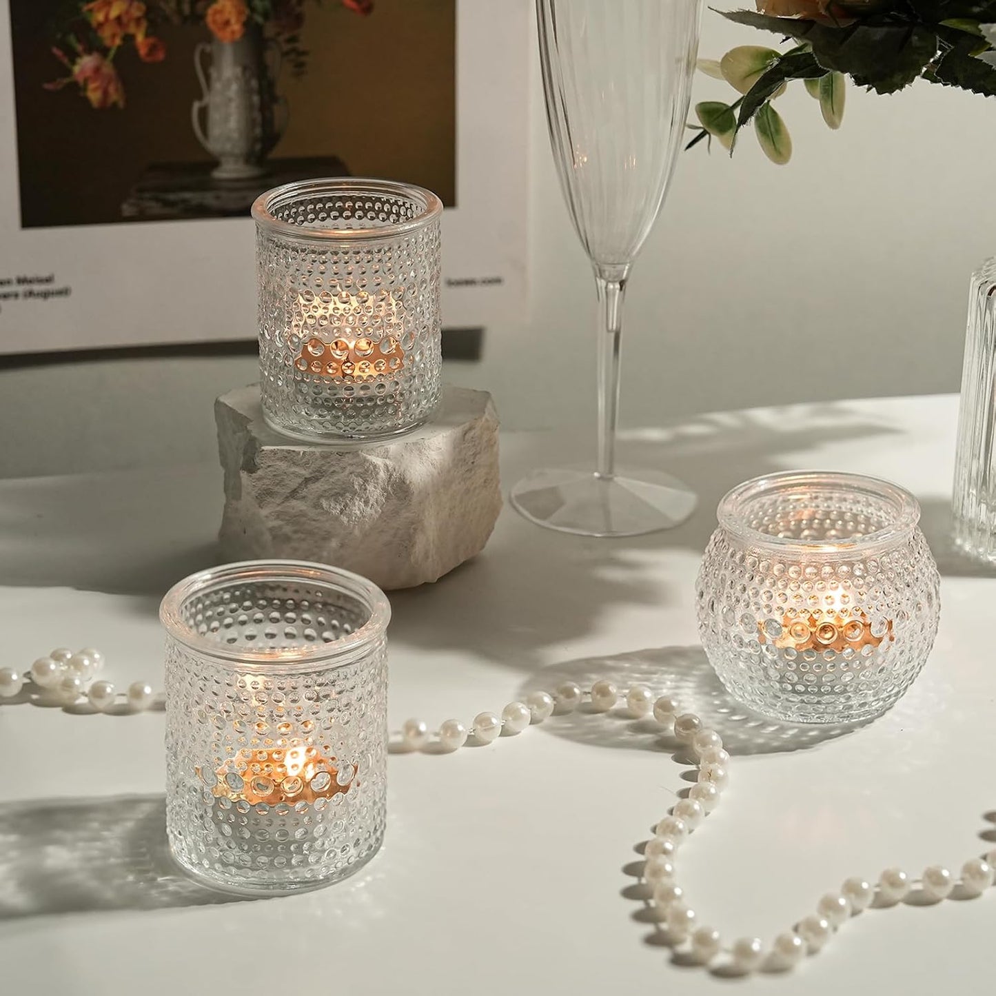 36pcs Votive Candle Holders, Clear Tea Light Candle Holder Glass for Diwali, 2x2.5inchs Candle Holders for Wedding, Table Centerpiece, Birthday and Holiday Decorations