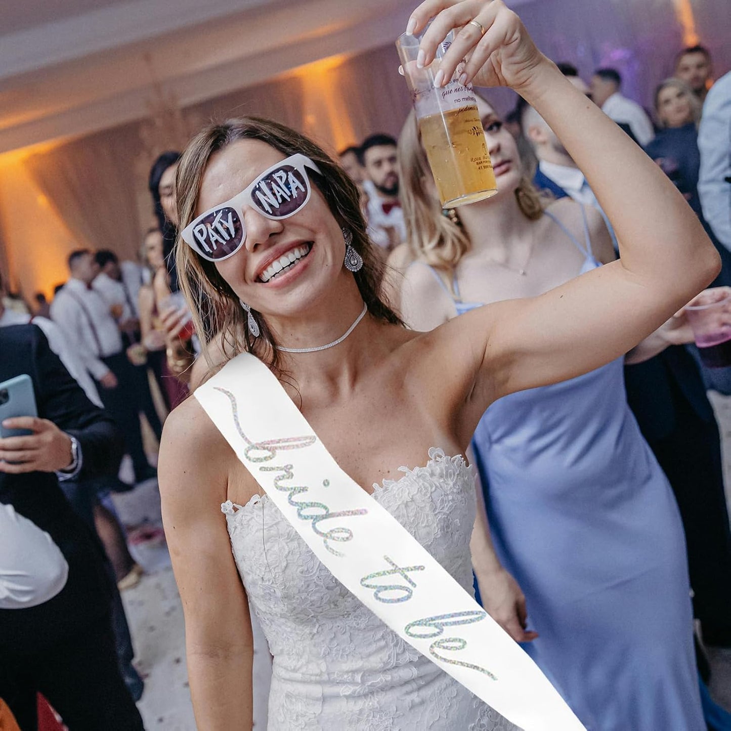 JoyChoi Bachelorette Party Accessories for Bride – 3-Piece Set with Bride Sash, Veil & Bow Hair Clip – Cute Bridal Shower Decorations, Wedding Outfit Add-Ons & Engagement Favors & Gifts