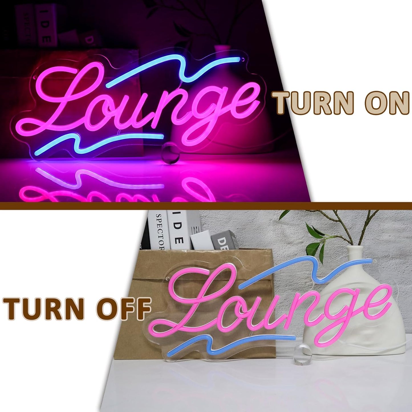 Lounge Neon Sign for Wall Decor, 16.54" x 6.69" Rest Led Signs for Room, USB Dimmable Neon Lights for Lounge Room Bar Hotel Cafe Nightclub VIP Room Man Cave Home Bedroom Decoration