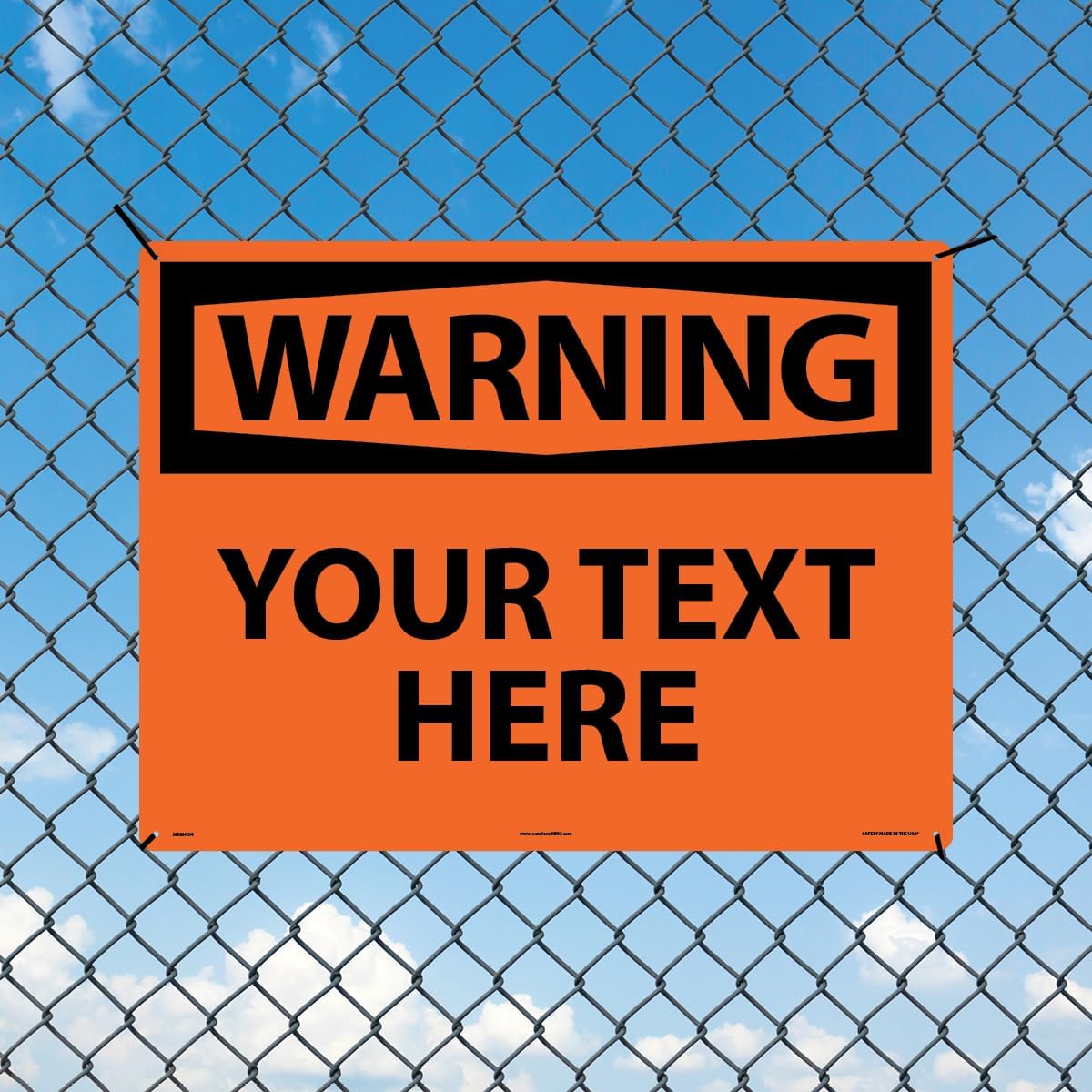 Custom OSHA Style Warning Sign 18" x 24" Plastic Sign, Customizable "Your Text Here", by AccuformNMC Made in USA