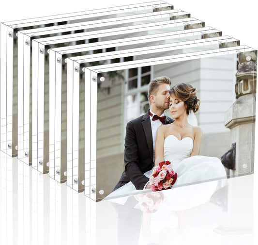 Magicool Premium Acrylic Photo Frame- Magnet Photo Frame -Double Sied Thick Desktop Frames (5x7 6pack)