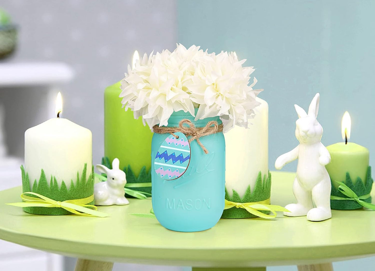 Easter Decorations, Easter Mason Jars Decoration, Easter Farmhouse Decor Dinning Rustic Table Centerpieces Decor for Home, Easter Decorations For The Home, Easter Centerpiece For Table