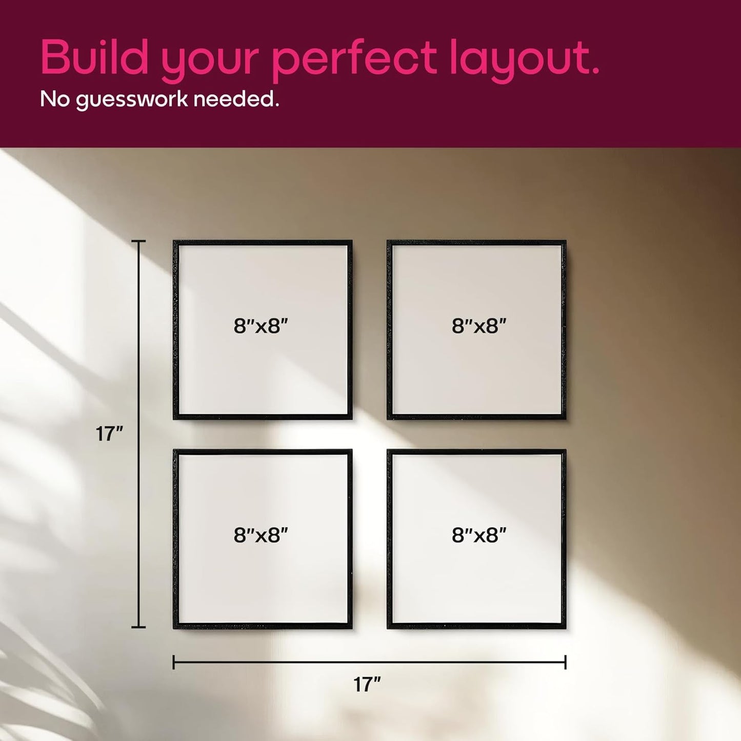 Mixtiles Official - Custom Photo Tiles - Personalized Printed Photos - Magnetic Wall Frames - Adhesive Sticker, No Nails - Various Sizes and Frames - 8x8-tiles-Tile - Clean Frame