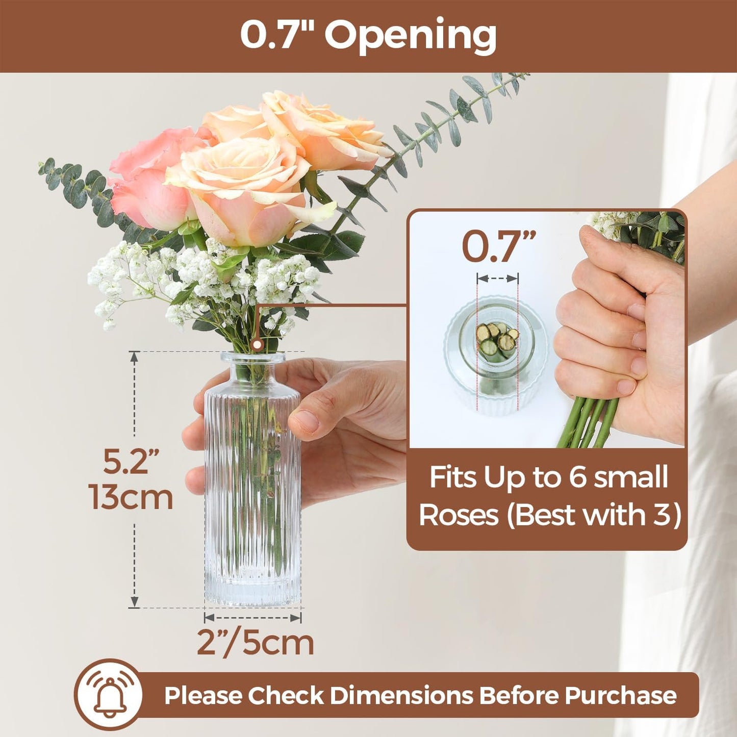 ComSaf Small Bud Vases Set of 12, 5.2 inch Glassl Bud Vase in Bulk, Mini Flower Vase for Centerpiece, Vintage Decorative Vase for Flowers, Wedding, Christmas, Home Decor, Housewarming Gift (Clear)