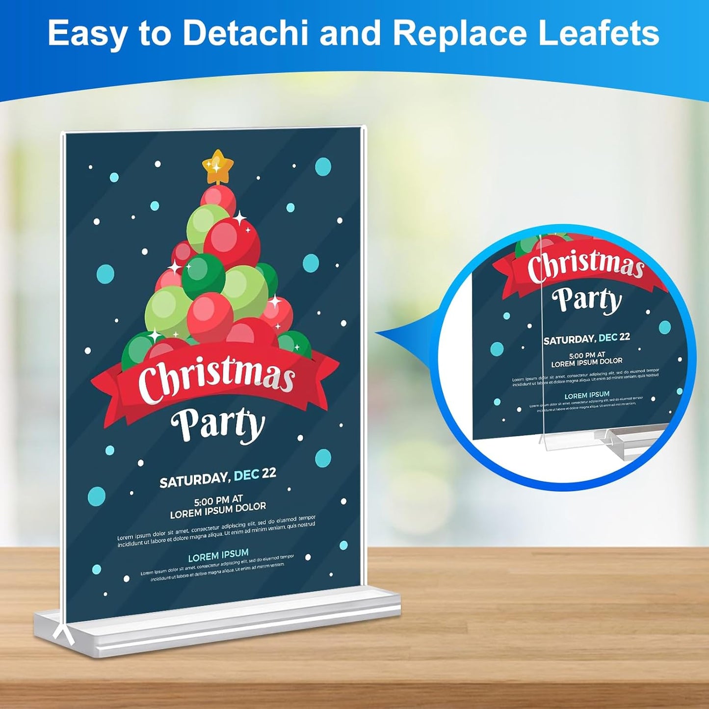 Acrylic Sign Holder 5.5x8.5 Inches 8 Pack, Double Sided Vertical Clear Display Stand, Plastic Frame Flyer Holder for Tabletop, Office, Restaurant, Store