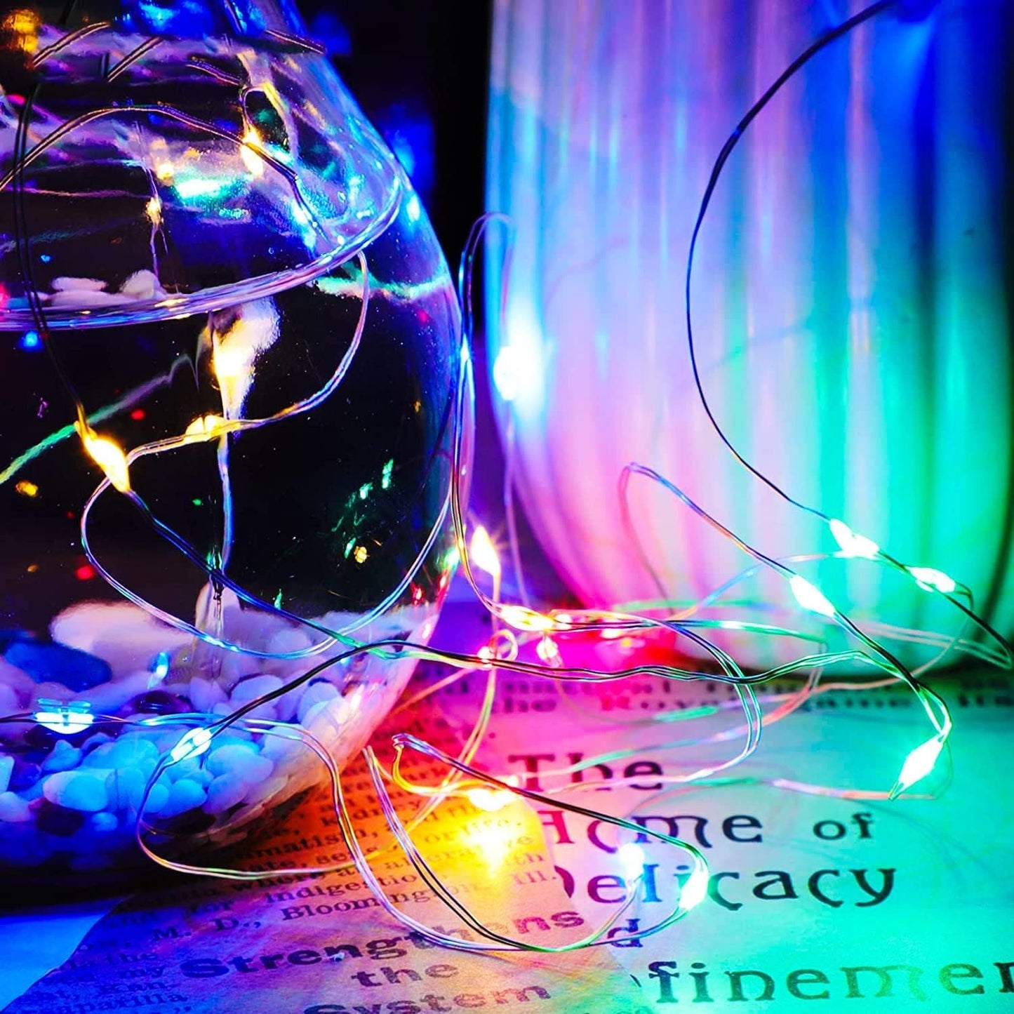 16 Pack 30 Led Fairy Lights Battery Operated 10 Feet Waterproof Twinkle String Mason Jar Silver Wire Firefly for Christmas Party Multicolor