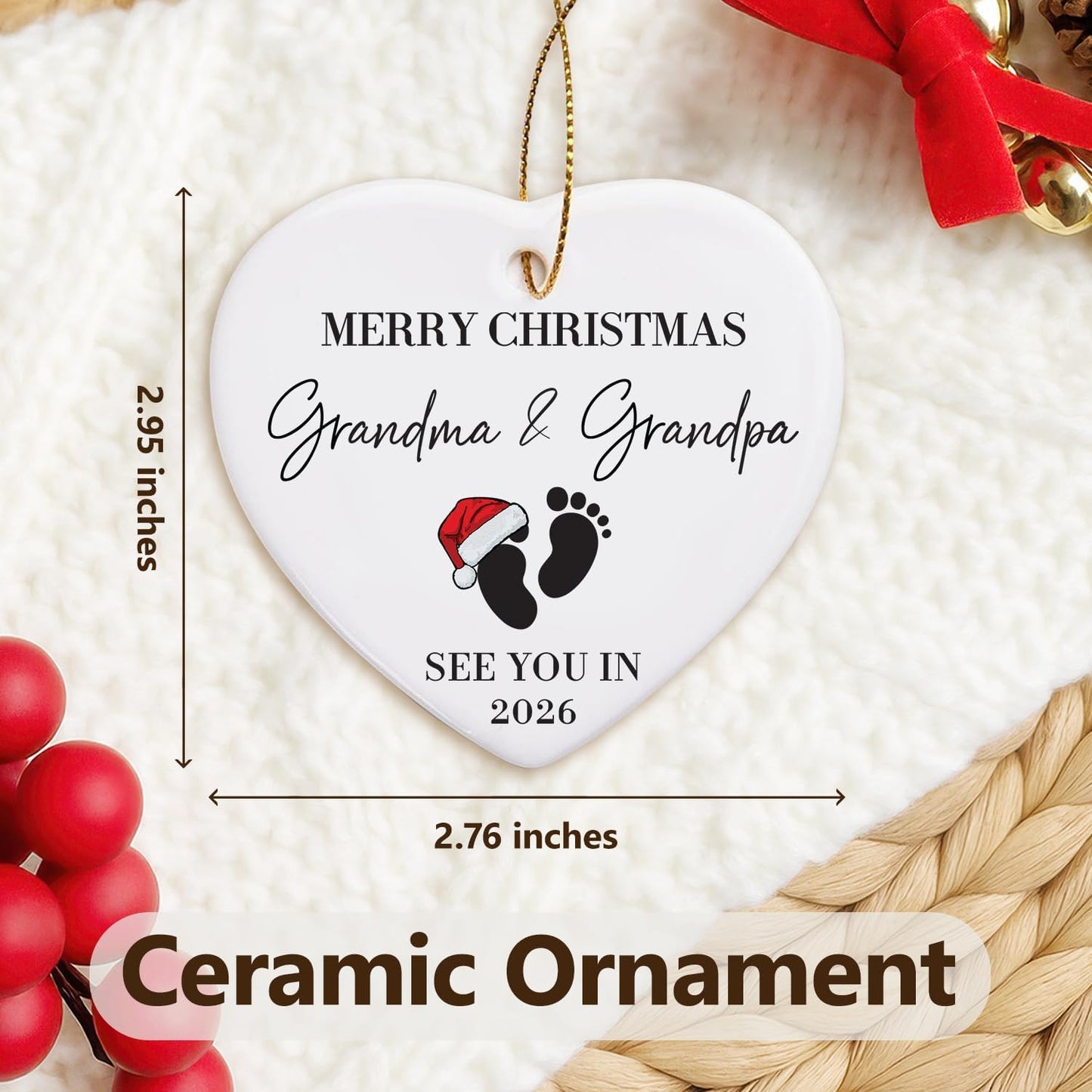 NewEleven First Time Grandparents Gifts - Baby Announcement, Pregnancy Announcement for Grandparents - New Grandma Gifts, Baby Announcements Ideas - Christmas Ornament