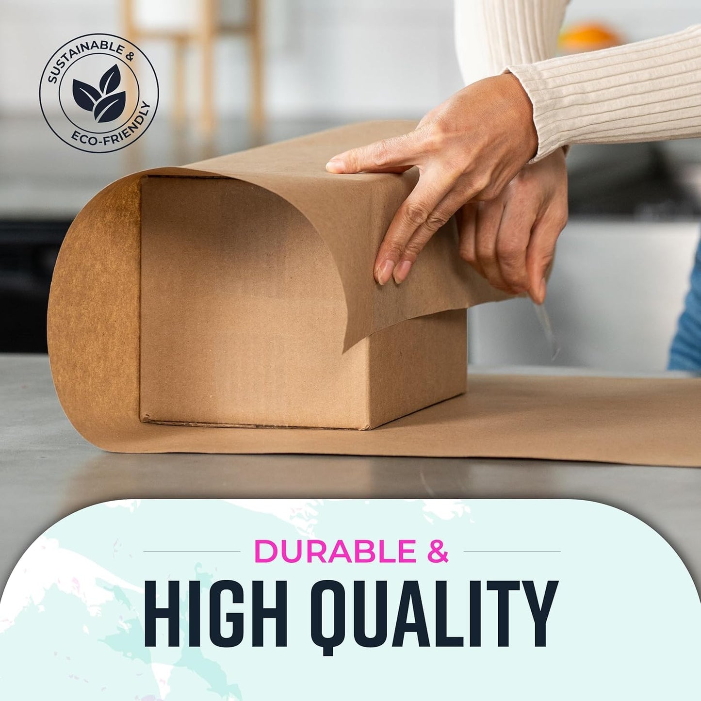 Bryco Goods Brown Kraft Paper Roll - 18" x 1200' (14,400") - Made in USA - Ideal for Gift Wrapping, Packing, Moving, Postal, Shipping, Parcel, Wall Art, Crafts, Bulletin Boards, Floor or Table Cover